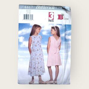 Vintage 1990s Butterick Sewing Pattern 4417 Girls Dress Size 7-10 Uncut